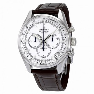 Zenith El Primero Chronograph White Dial Brown Leather Men's Watch 03208040001C49