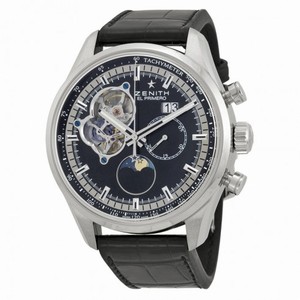 Zenith El Primero Chronomaster Open Grande Black Dial Black Leather Men's Watch 03.2160.4047/21.C714