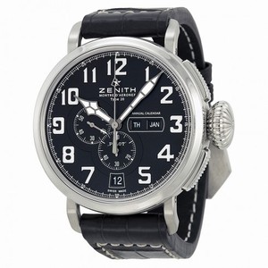 Zenith El Primero Pilot Automatic Chronograph Black Dial Black Leather Men's Watch 03.2430.4054/21.C721