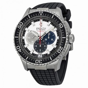 Zenith El Primero Stratos Chronograph Automatic Silver Dial Black Rubber Men's Watch 03206640569R515