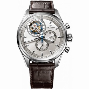 Zenith El Primero Tourbillon Chronograph Silver Dial Brown Leather Men's Watch 03.2050.4035/01.C713