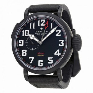 Zenith Elite Pilot Montre d'Aeronef Automatic Black Dial Black Leather Men's Watch  96243069321C703