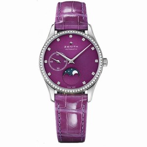 Zenith Elite Violet Dial Automatic Moonphase Ladies Watch
