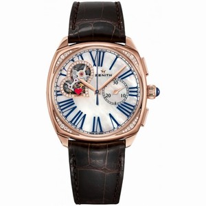 Zenith Heritage Star Open Mother Of Pearl Dial Brown Leather Ladies Watch 22.1925.4062/80.C725