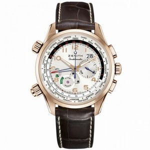 Zenith Pilot Doublematic Silver Dial Brown Leather Men's Watch 18.2400.4046/01.C721