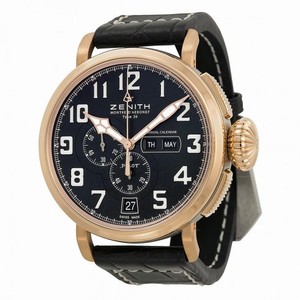 Zenith Pilot Montre D Aeronef Automatic Black Dial Brown Leather Men's Watch 87.2430.4054/21.C721