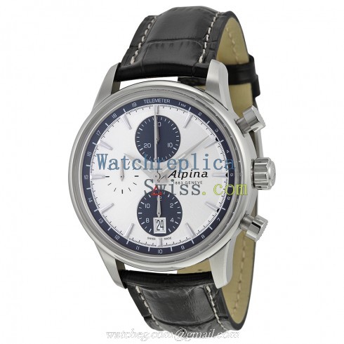Alpina Alpiner Chronograph Automatic Silver Dial Black Leather Men's Watch AL-750SG4E6